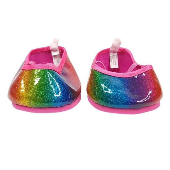 Build A Bear Workshop Pink Rainbow Glitter Shoes Flats BABW BAB - Picture 5 of 7